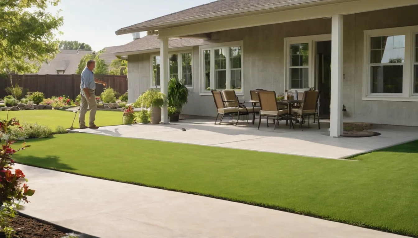 A newly poured concrete patio with outdoor seating behind a home in Milwaukee